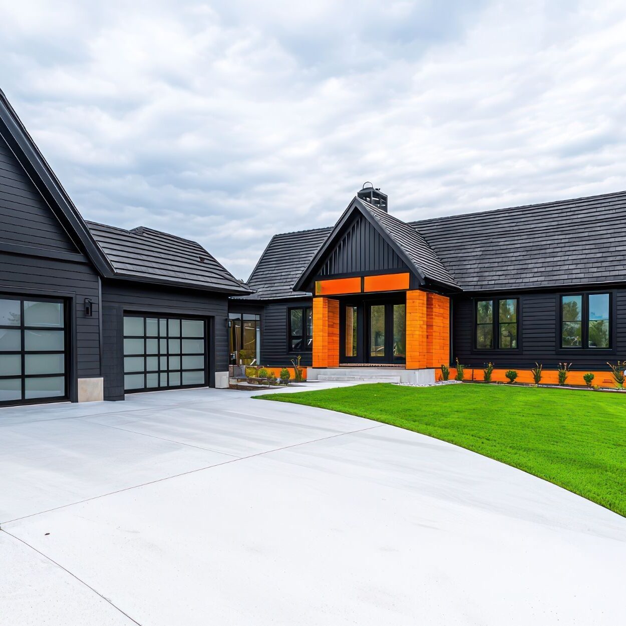 Farmhouse Style Home With Matte Black Siding